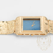 Montre - Or 10K jaune nugget cadran bleu 30mm - BRG595