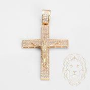 Pendentif - Or 10K jaune croix avec Jésus pavé de cz - PEG663