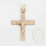 Pendentif - Or 10K jaune croix avec Jésus pavé de cz - PEG663