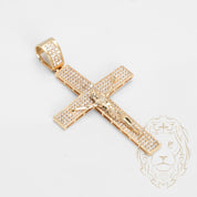 Pendentif - Or 10K jaune croix avec Jésus pavé de cz - PEG663