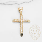 Pendentif - Or 10K jaune croix pavé de cz - PEG664