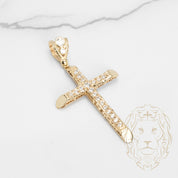 Pendentif - Or 10K jaune croix pavé de cz - PEG664