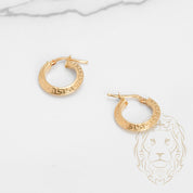 Hoops - Or 18K jaune motif clé grecque microbillé - BOG864