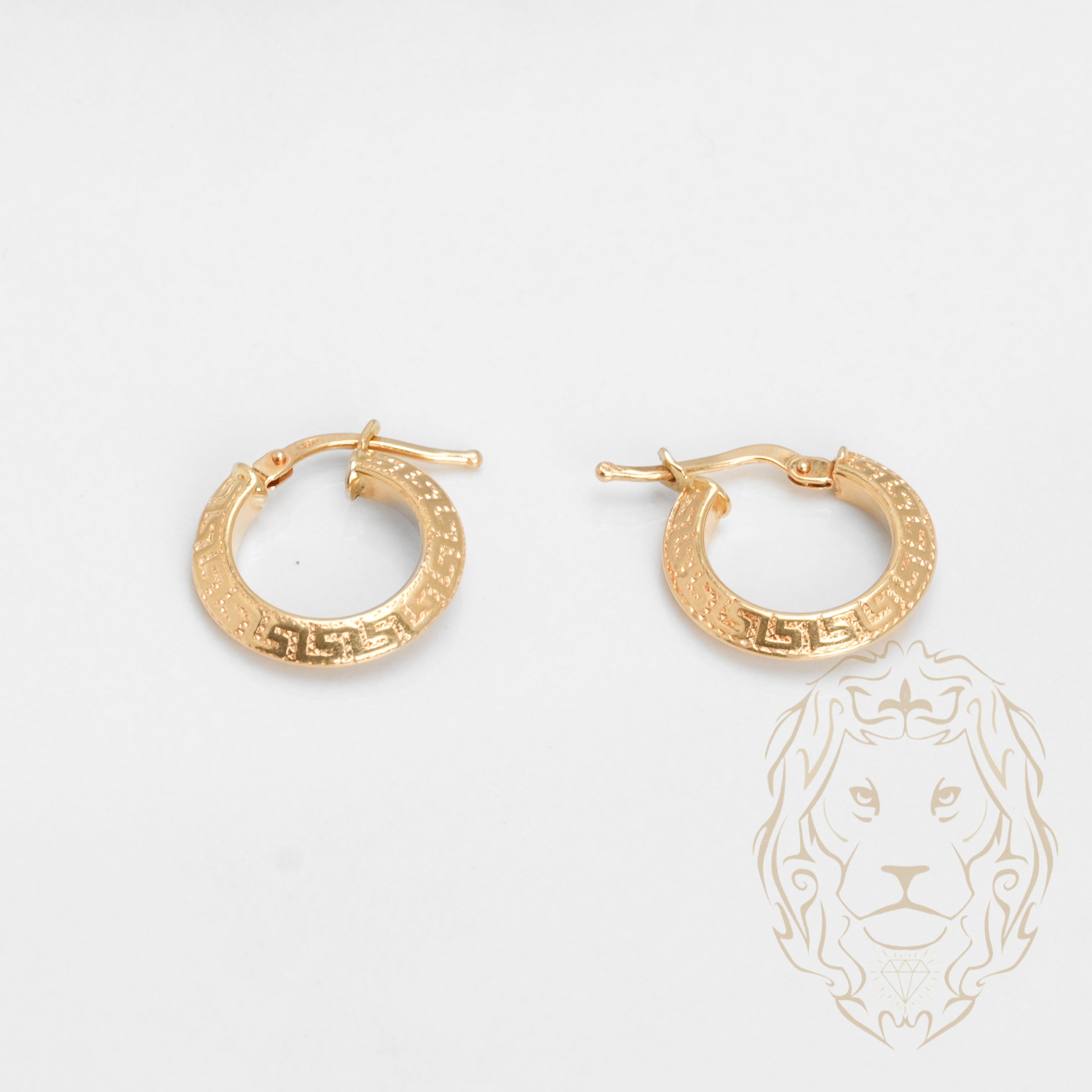 Hoops - Or 18K jaune motif clé grecque microbillé - BOG864