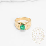 Bague - Or 18K jaune émeraude 1.00CT coupe radiant - RIG773