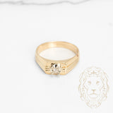 Ring - 14K yellow gold signet natural diamond solitaire 0.05CT - RIGD522