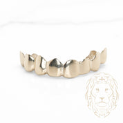 Grillz - 8 Dents Collées – Haut – Or/Argent – Poli Miroir
