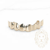 Grillz - 8 Dents Collées – Haut – Or/Argent – Poli Miroir