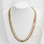 Chaîne - Or 10K jaune cuban link solide 14mm & box lock pavé de diamant lab 1.80CT - CHGL015