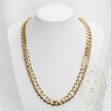 Chaîne - Or 10K jaune cuban link solide 14mm & box lock pavé de diamant lab 1.80CT - CHGL015