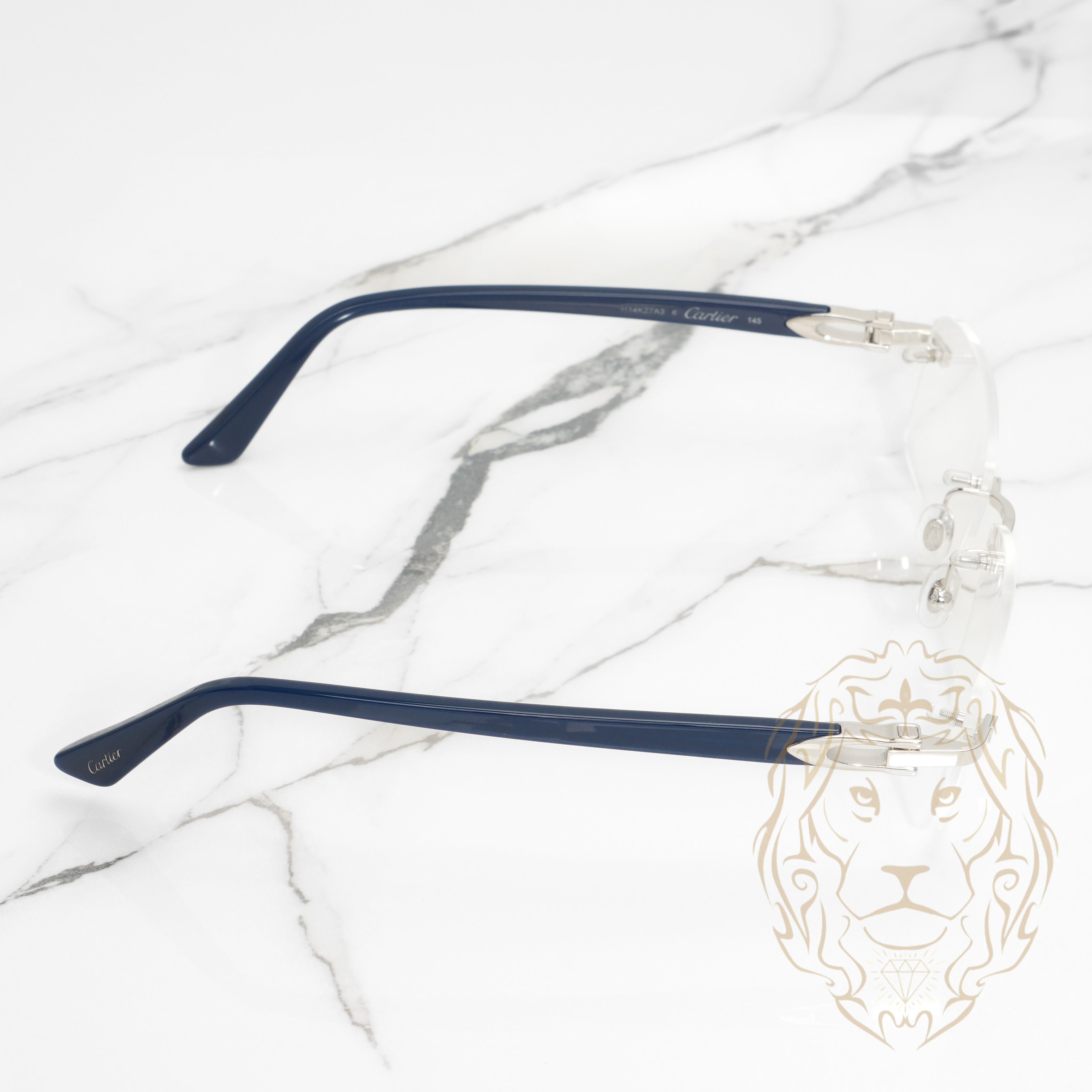 Lunettes Cartier –  Signature C de Cartier platine & bleu avec verres clairs CT0287O-012 XL