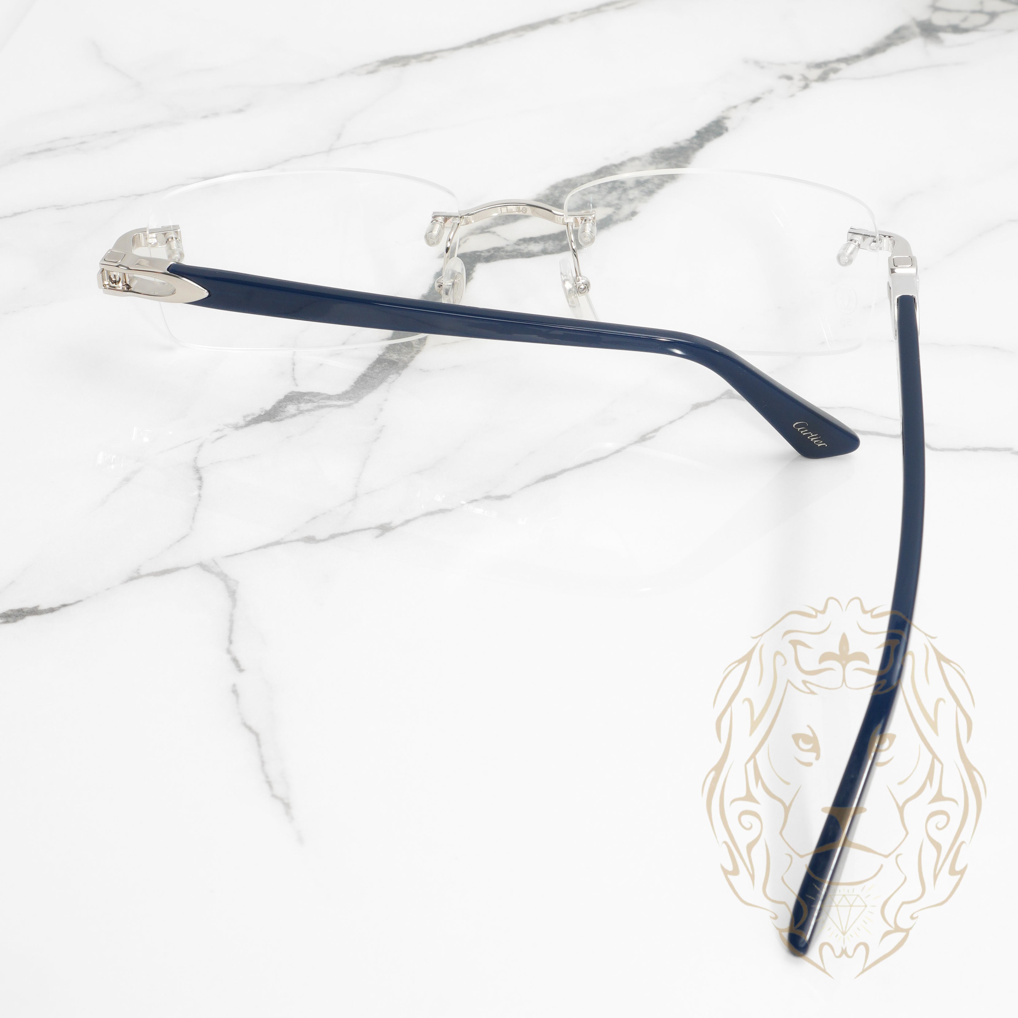 Lunettes Cartier –  Signature C de Cartier platine & bleu avec verres clairs CT0287O-012 XL
