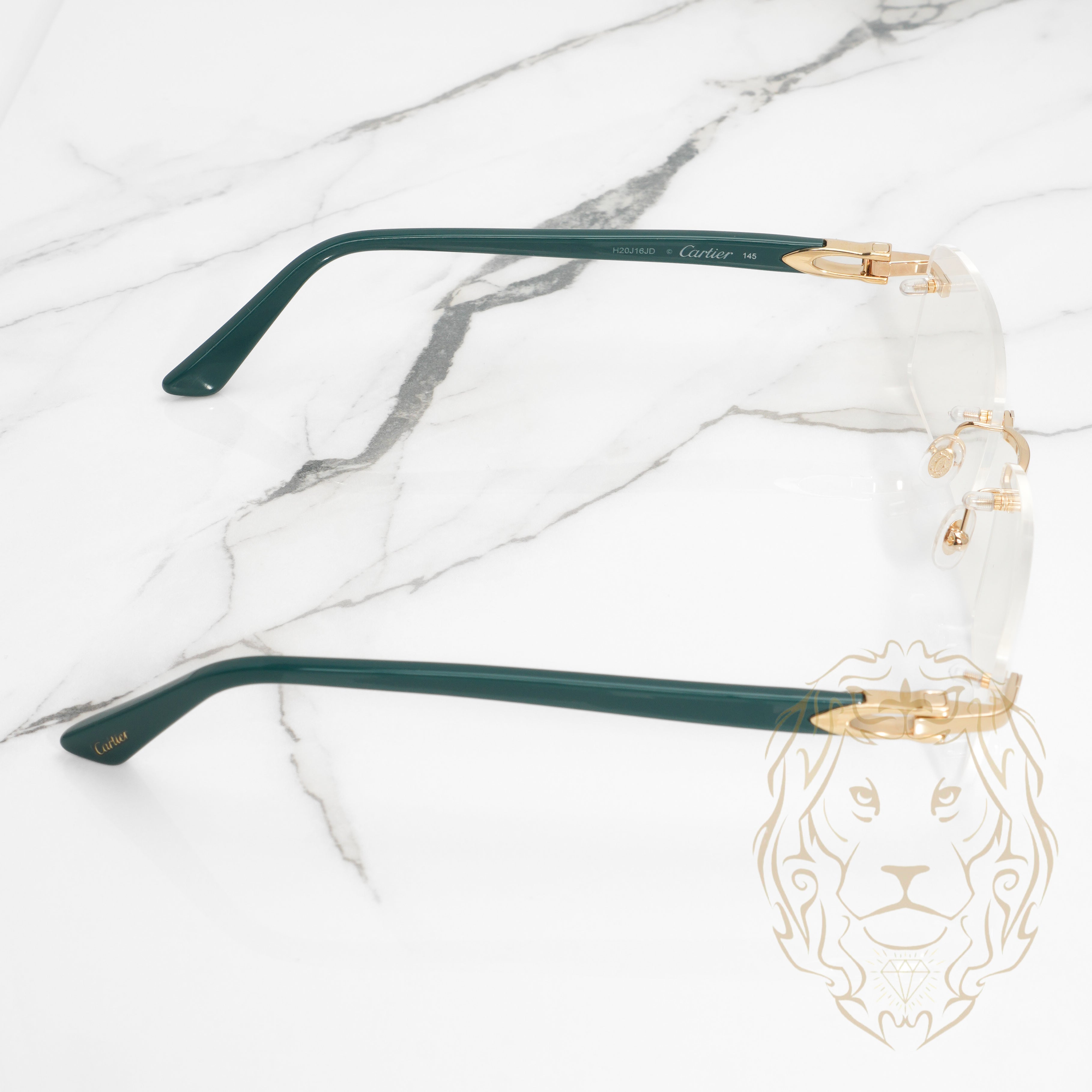 Lunettes Cartier – C de Cartier Decor vert émeraude & or avec verres clairs CT0287O-011 XL