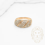 Bague - Or 14K jaune twist pavé de diamants naturels 1.00CT coupe rond brillant - RIGD525