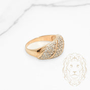 Bague - Or 14K jaune twist pavé de diamants naturels 1.00CT coupe rond brillant - RIGD525