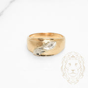 Bague - Or 14K deux tons jaune & blanc pavé de diamants naturels 0.20CT coupe rond brillant - RIGD526