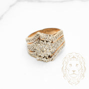 Bague de fiançailles - Or 10K jaune deux tons jaune & blanc style vintage grappe de diamants naturels 1.00CT coupe rond brillant & pavé - RIGD527