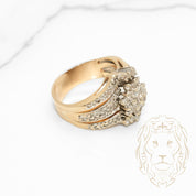 Bague de fiançailles - Or 10K jaune deux tons jaune & blanc style vintage grappe de diamants naturels 1.00CT coupe rond brillant & pavé - RIGD527