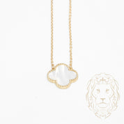 Collier - Or 10K jaune pendentif trèfle en nacre 14mm - CHG685