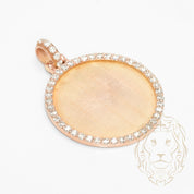 Pendentif - Or 10K rose médaillon photo pavé de diamants lab 2.50CT- PEGL038