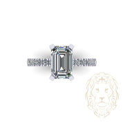 Bague Kelly Midi - Or hidden halo diamant lab coupe radiant 2.50CT avec monture pavé de diamants 0.50CT - RIGL085