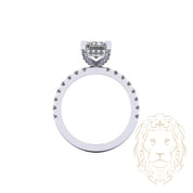 Bague Kelly Midi - Or hidden halo diamant lab coupe radiant 2.50CT avec monture pavé de diamants 0.50CT - RIGL085
