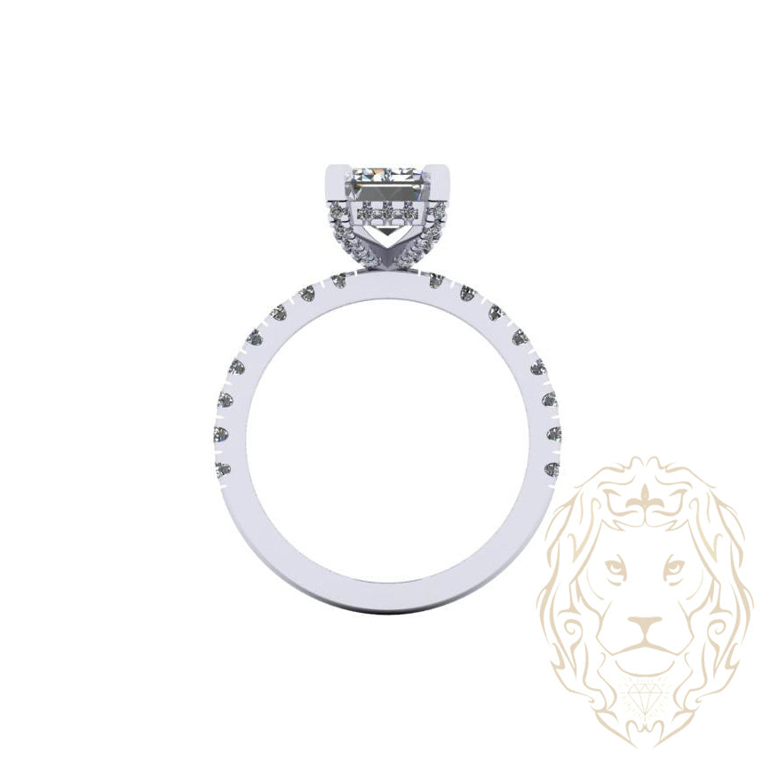 Bague Kelly Midi - Or hidden halo diamant lab coupe radiant 2.50CT avec monture pavé de diamants 0.50CT - RIGL085