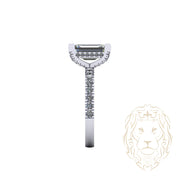 Bague Kelly Midi - Or hidden halo diamant lab coupe radiant 2.50CT avec monture pavé de diamants 0.50CT - RIGL085