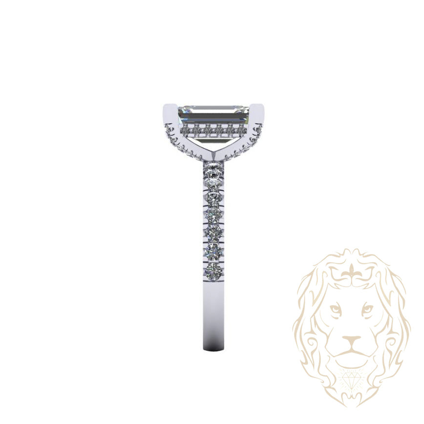 Bague Kelly Midi - Or hidden halo diamant lab coupe radiant 2.50CT avec monture pavé de diamants 0.50CT - RIGL085