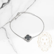 Bracelet - Argent trèfle noir pavé de cz - BRS358