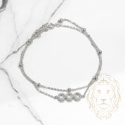 Bracelet - Argent faux stack perles & pierres cz - BRS361