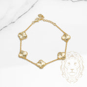 Bracelet - Argent plaqué or trèfles guillochés 12mm - BRS375