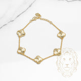 Bracelet - Argent plaqué or trèfles guillochés 12mm - BRS375