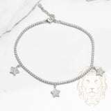 Bracelet de cheville - Argent tennis cz avec breloques étoiles pavé - ANS008
