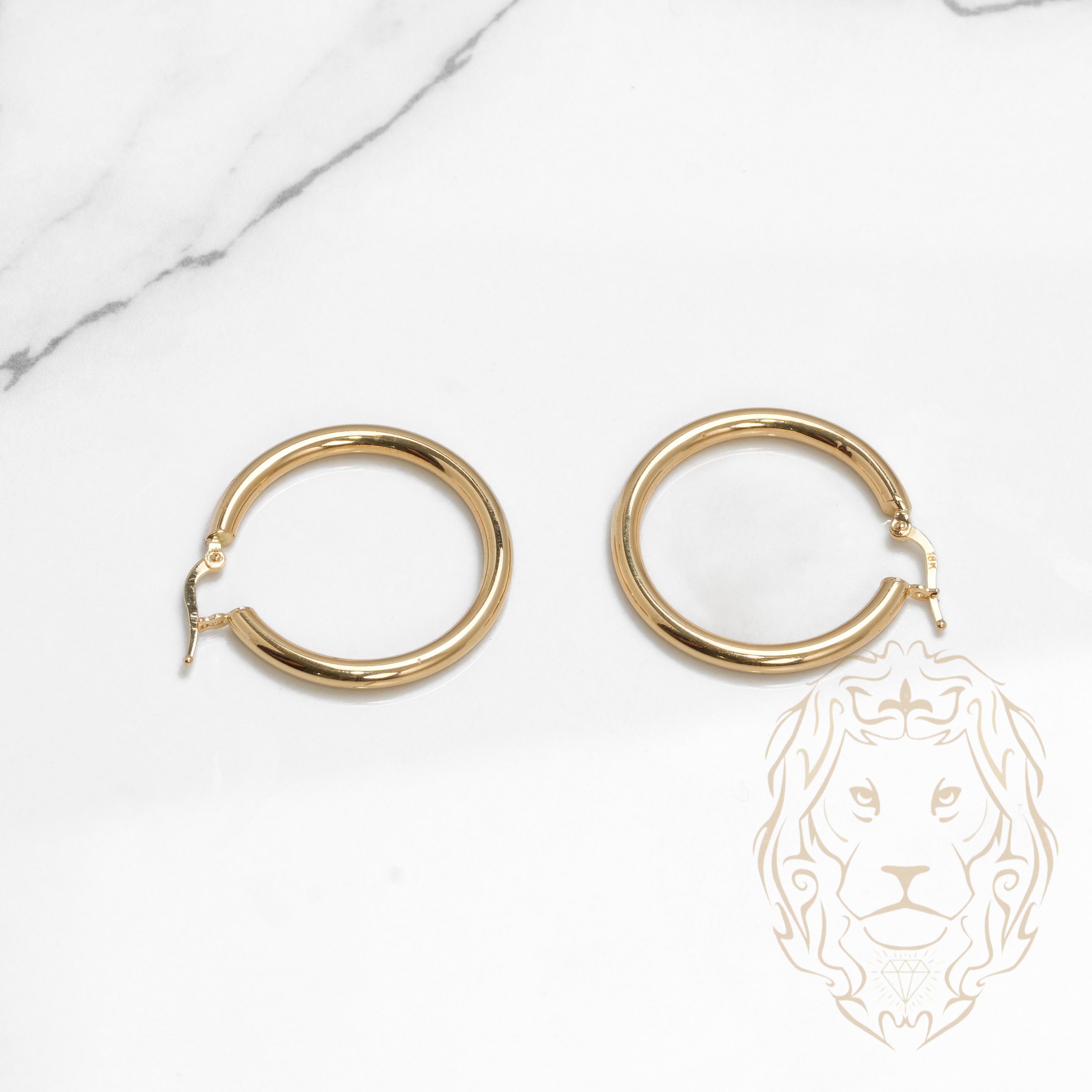 Hoops - Or 18K jaune simple 3mm X 25mm - BOG866