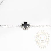 Bracelet - Argent trèfle noir pavé de cz - BRS358