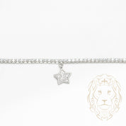 Bracelet de cheville - Argent tennis cz avec breloques étoiles pavé - ANS008
