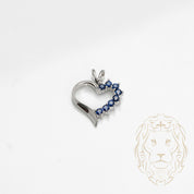 Pendentif - Argent coeur serti de pierres cz bleues - PES254