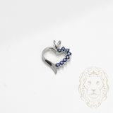 Pendentif - Argent coeur serti de pierres cz bleues - PES254