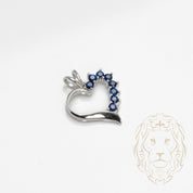 Pendentif - Argent coeur serti de pierres cz bleues - PES254