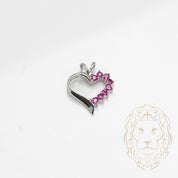Pendentif - Argent coeur serti de pierres cz roses - PES255