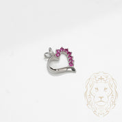 Pendentif - Argent coeur serti de pierres cz roses - PES255