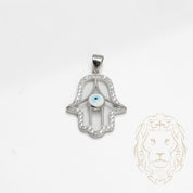 Pendentif - Argent main de hamsa & mauvais oeil pavé de cz - PES270