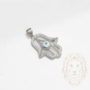 Pendentif - Argent main de hamsa & mauvais oeil pavé de cz - PES270