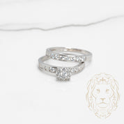 Bague de fiançailles - Argent ensemble (2) cluster cz rond avec monture & semi-éternité cz en canal - RIS524