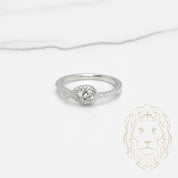 Bague - Argent pierre cz rond & nœud pavé - RIS533