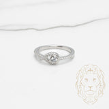 Bague - Argent pierre cz rond & nœud pavé - RIS533