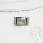 Bague - Argent signet carré pavé de cz - RIS536