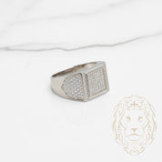 Bague - Argent signet carré pavé de cz - RIS536