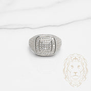 Bague - Argent signet carré pavé de cz - RIS538